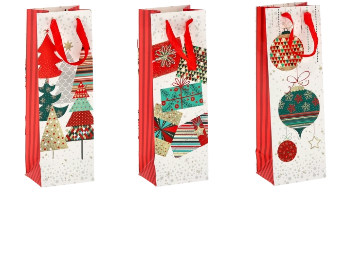 Kerstcadeautas voor wijn van stevig papier