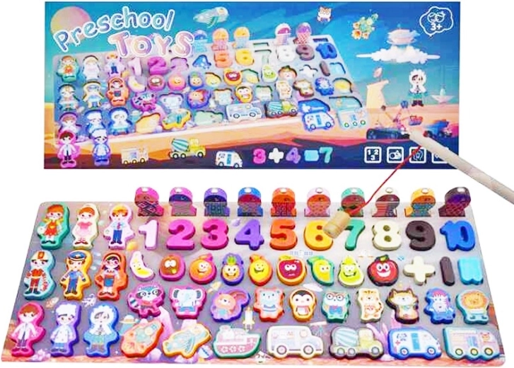 Houten educatief kinderspel met visjes en inlegvormen