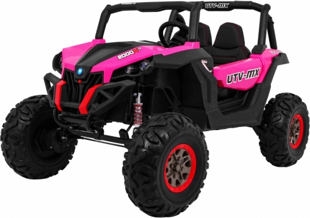 Elektrische kinderbuggy 4x4 roze met afstandsbediening, LED en MP3