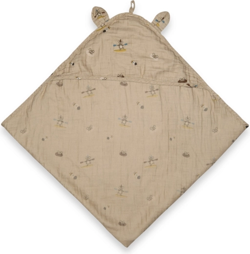 Nuuroo Danila hydrofiele kinderhanddoek met capuchon beige surfer - 1 stuk