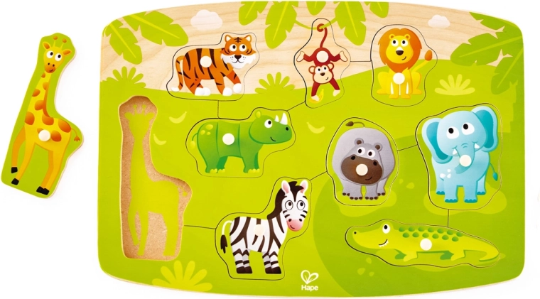 Junglepuzzel op plank
