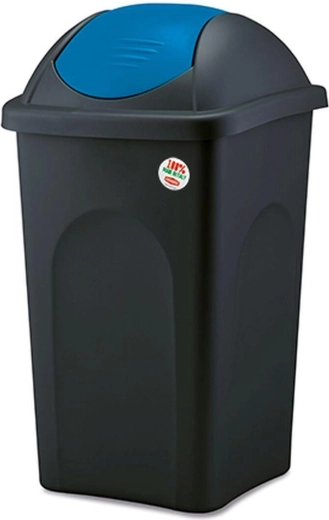 Kantelbare afvalbak MULTIPAT 60 l, zwart-blauwe deksel