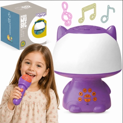 Woopie multifunctioneel RGB-lampje met Bluetooth-luidspreker en karaokemicrofoon, paars