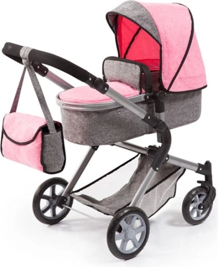 Bayer City Neo diepe poppenwagen grijs‑roze