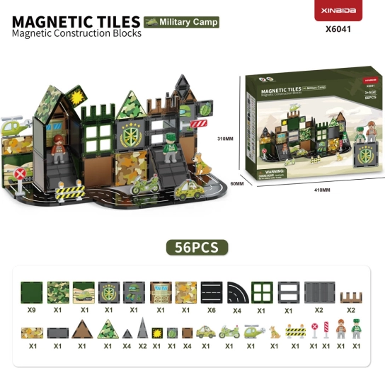 Magnetische bouwset militaire basis, 56 onderdelen