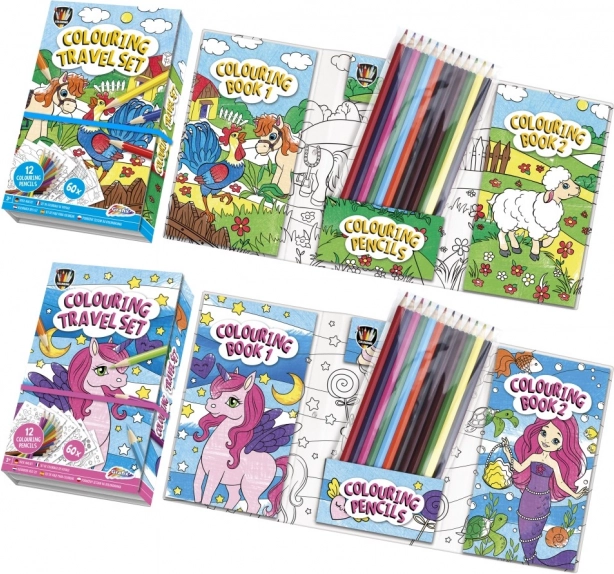 Kleurboek met 12 potloden in een praktisch etui