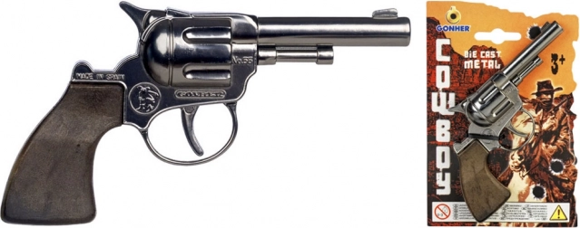Cowboyrevolver met 12 schoten, zilver, klein