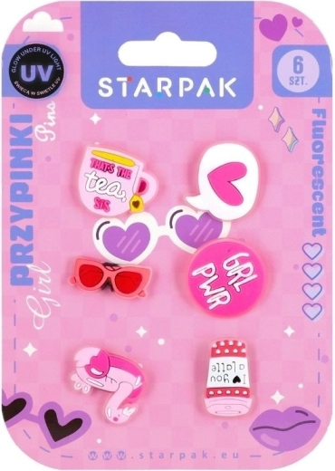 Rubberen badges Girl Fluo – set van 6 stuks