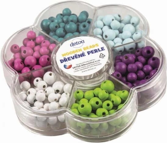 Detoa houten kraaltjes in een bloemvorm, pastel