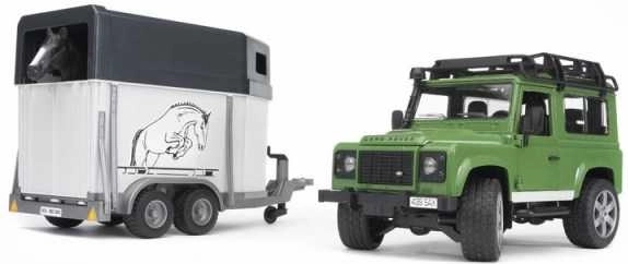 BRUDER LAND ROVER DEFENDER met paardentrailer