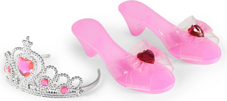 Roze prinsessenset met muiltjes en kroontje