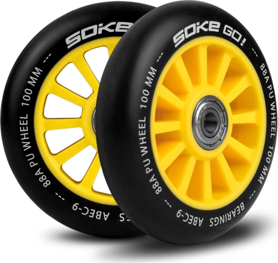 Gele wielen voor step 100 mm SOKE – set van 2 stuks