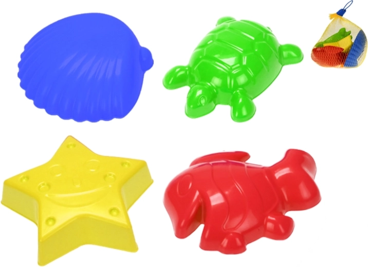 Plastic zandvormpjes 4 stuks in net (10m+)