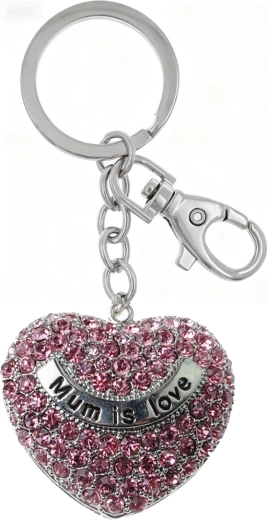 Sleutelhanger zilveren hart PINK