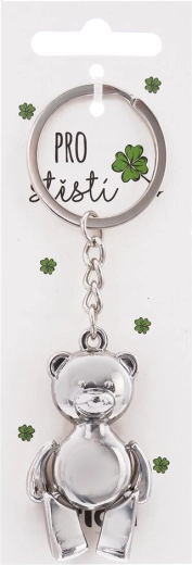 Metalen sleutelhanger teddybeer voor geluk