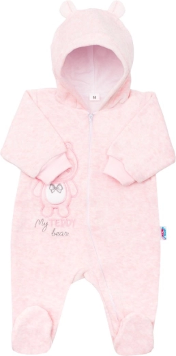 Baby suède onesie met capuchon NEW BABY Sweetheart roze 74 (6–9 maanden)