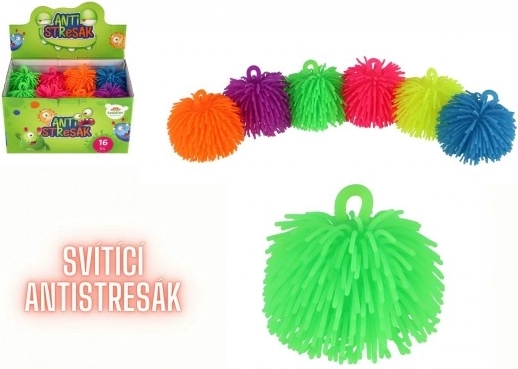 Anti-stress knijpbal van siliconen met licht, 7 cm