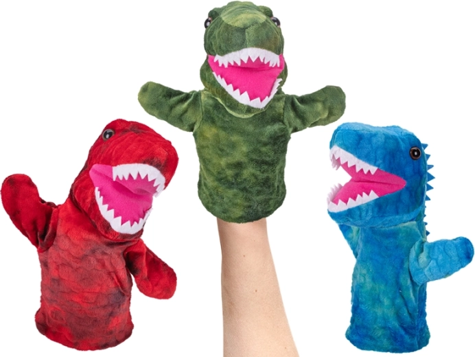 Pluchen handpop dinosaurus voor de allerkleinsten