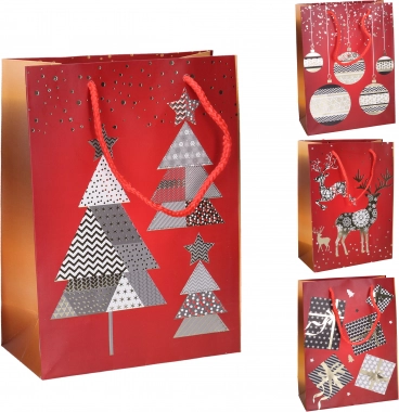 Cadeautas M 26 × 32 × 10 cm – kerstmotieven