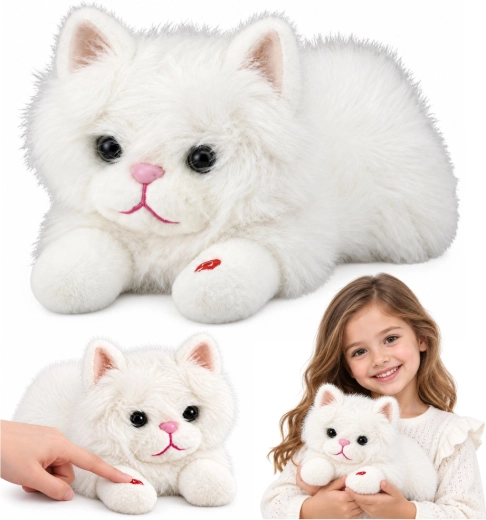 Interactieve pluchen kat met miauwgeluiden, wit, 40 cm