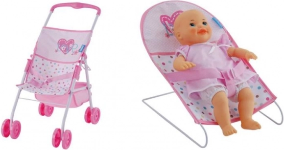 Speelset voor Poppen Hartjes 3-in-1