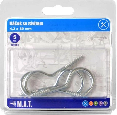 Haak met schroefdraad 80 × 4,2 mm, verzinkt, 5 stuks