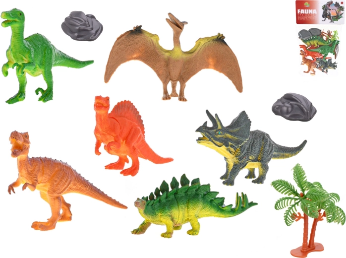 Dinosaursset 12–13 cm, 6 stuks met accessoires in zakje