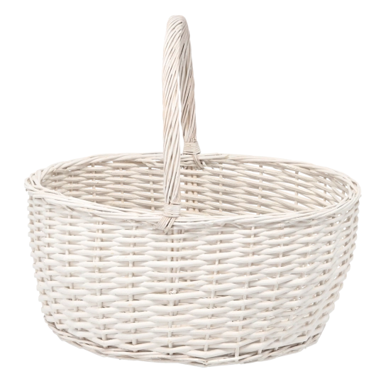 Witte rieten mand met stevig handvat 47 × 37 × 21 cm