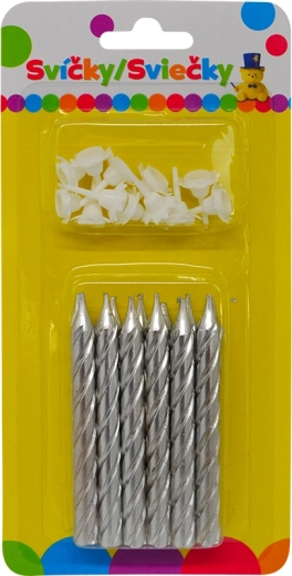 Jumbo verjaardagskaars, metallic zilver met glitter