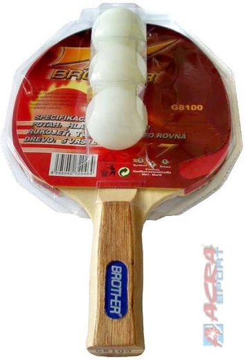 Tafeltennisbat Acra brother 2-star + 3 balletjes