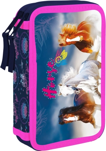 Tweepassige schooletui met paardenmotief Oxybag