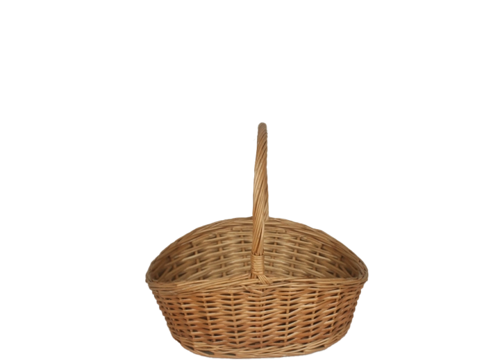 Natuurlijke ovale rieten mand met handvat 28 × 21 × 12/25 cm