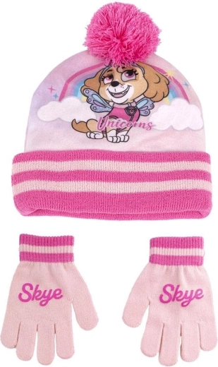 Paw Patrol-set van muts en handschoenen roze, maat 53 - 1 stuk
