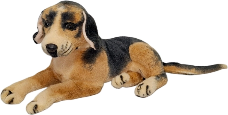 Pluchen hond in bruin-zwarte kleur - 1 stuk