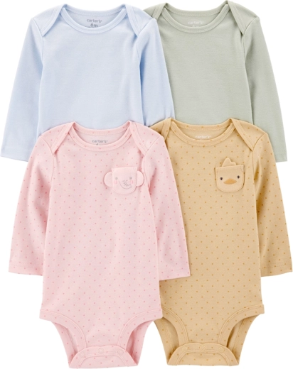 Carter's baby-body met lange mouwen, set van 4 stuks, voor meisjes, maat 56