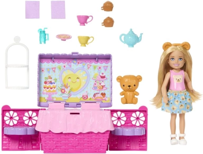 Barbie Chelsea theekransje – speelset met picknickmand en accessoires