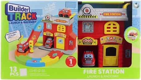 Brandweerkazerne met brandweerauto