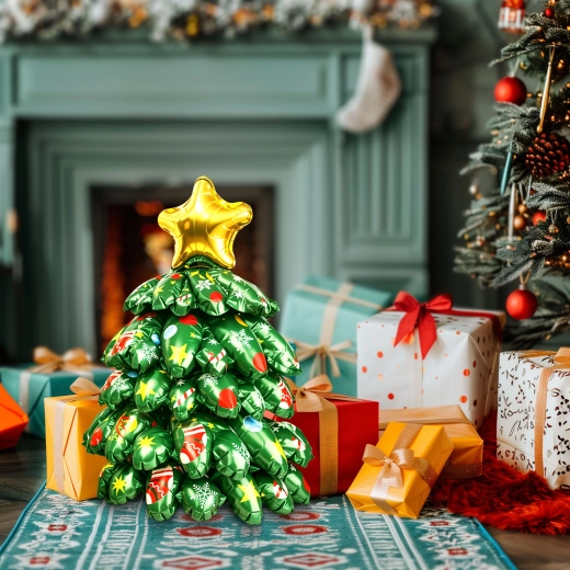 3D folieballon voor Kerstmis in de vorm van een kerstboom, 38 × 34 cm