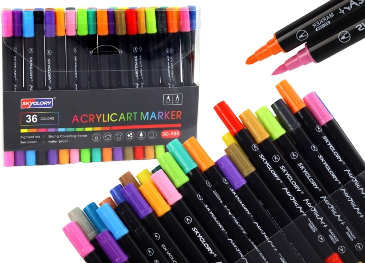 Set dubbelzijdige pennen – 36 stuks voor keramiek, glas en kleding