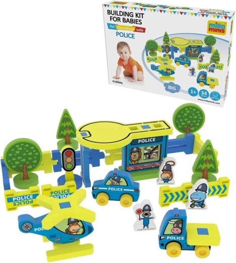 Millaminis groot politiebureau baby soft schuimconstructieset 34 onderdelen