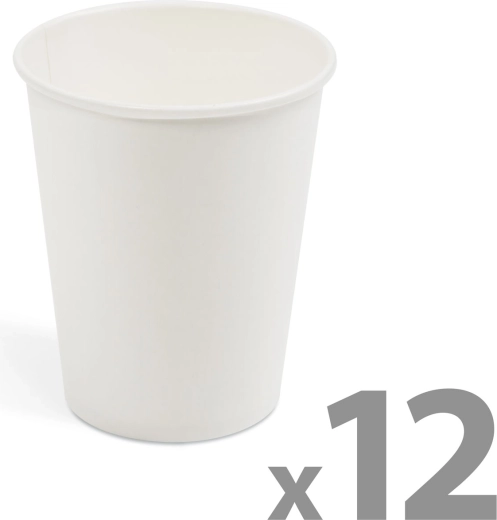 Witte papieren bekers 2,5 dl, 12 stuks