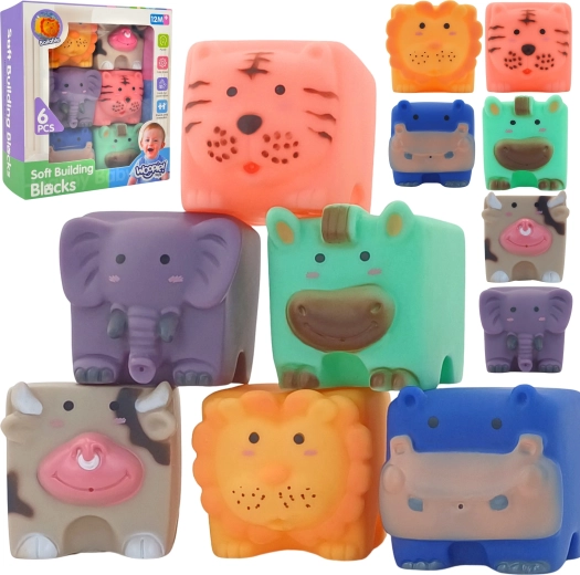 WOOPIE BABY sensorische blokken met dieren en geluid - 6 stuks