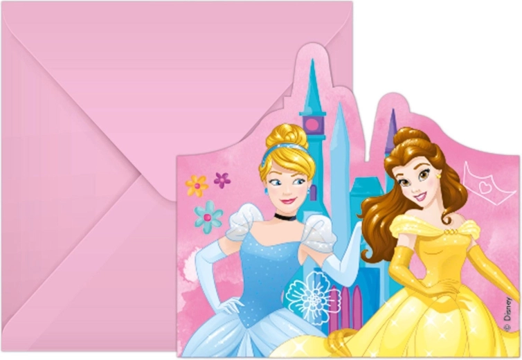 Disney Princess Live Your Story papieren uitgesneden uitnodigingen met enveloppen (6 stuks)