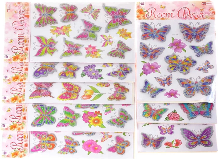 2D/3D vlinderstickers met glitters voor op de muur (12 stuks)