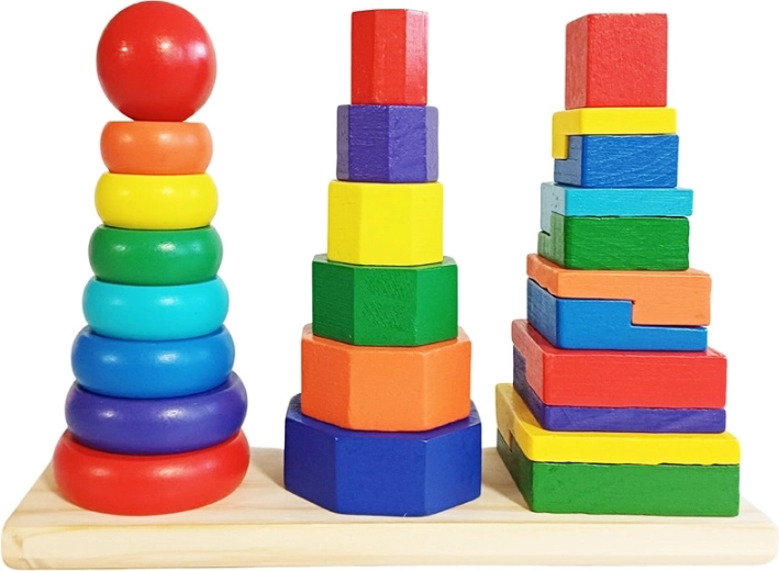 Houten piramides – logische spel voor kinderen 3+