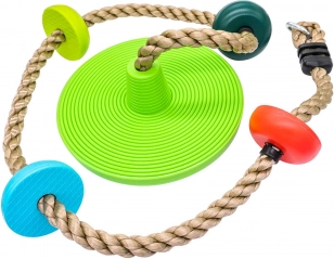 Touw met gekleurde knopen en zitje - groen