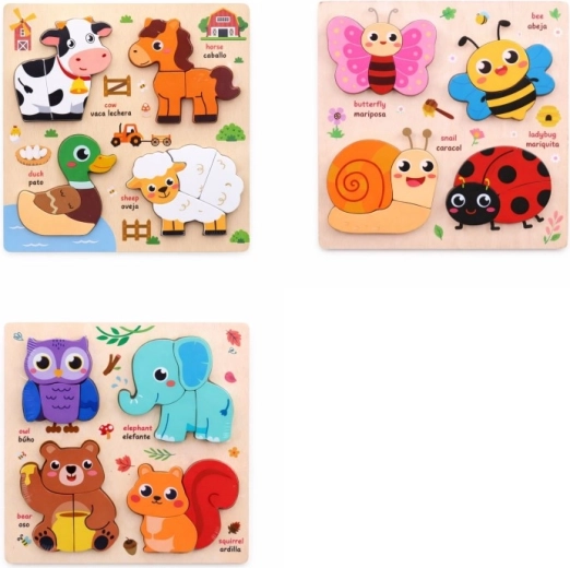 Houten puzzel dieren 18 × 18 cm