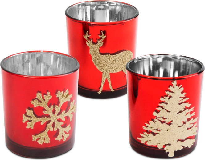 Kerstglazen kandelaar voor een theelichtje - 1 stuk