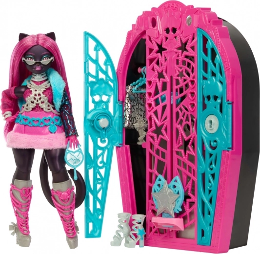 Monster High Spookachtige geheimen Catty Noir – speelgoed met kledingkast en verrassingen