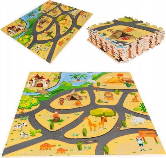 Schuimrubberen vloer-puzzelkleed safari 9 delen 93 × 93 cm